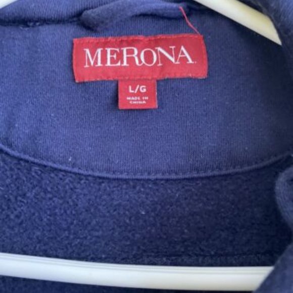 Merona Womens Blue Fleece Jacket Hooded Buttoned SZ L Front Pockets - Picture 5 of 5